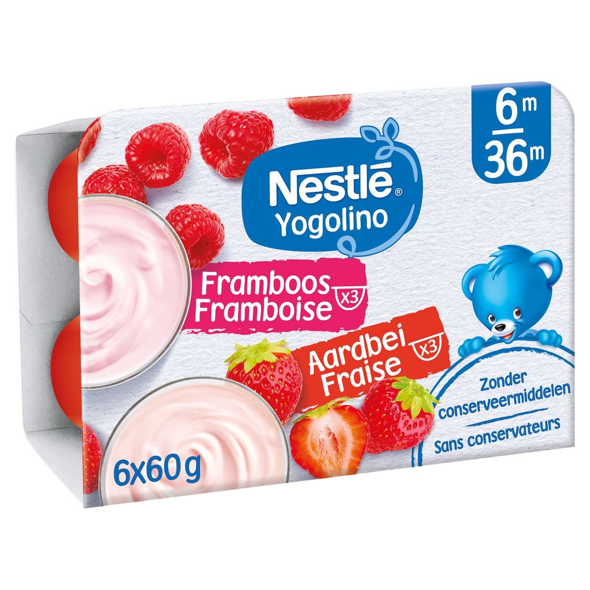 Nestlé Yogolino Framboos Aardbei 6+ Maanden 6 x 60 g