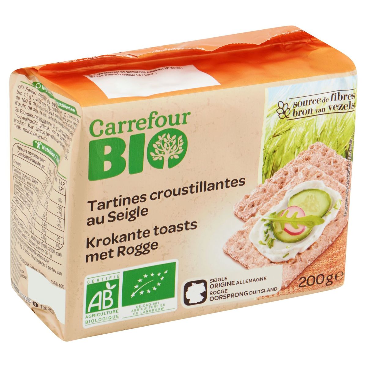 Carrefour Bio Tartines Croustillantes au Seigle 200 g