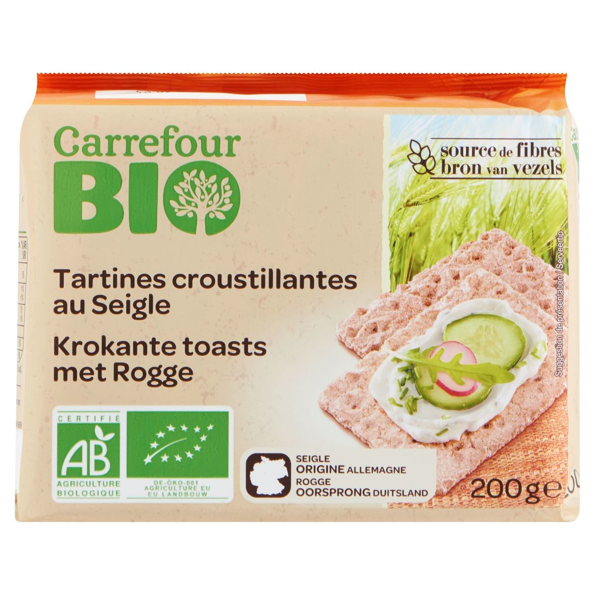 Carrefour Bio Tartines Croustillantes au Seigle 200 g