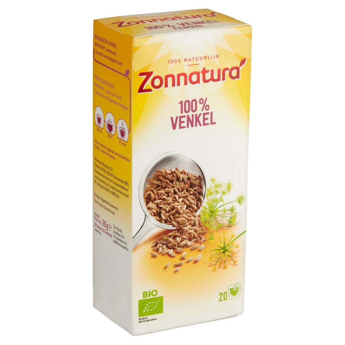 Zonnatura Bio 100% Fenouil 20 Sachets 28 g