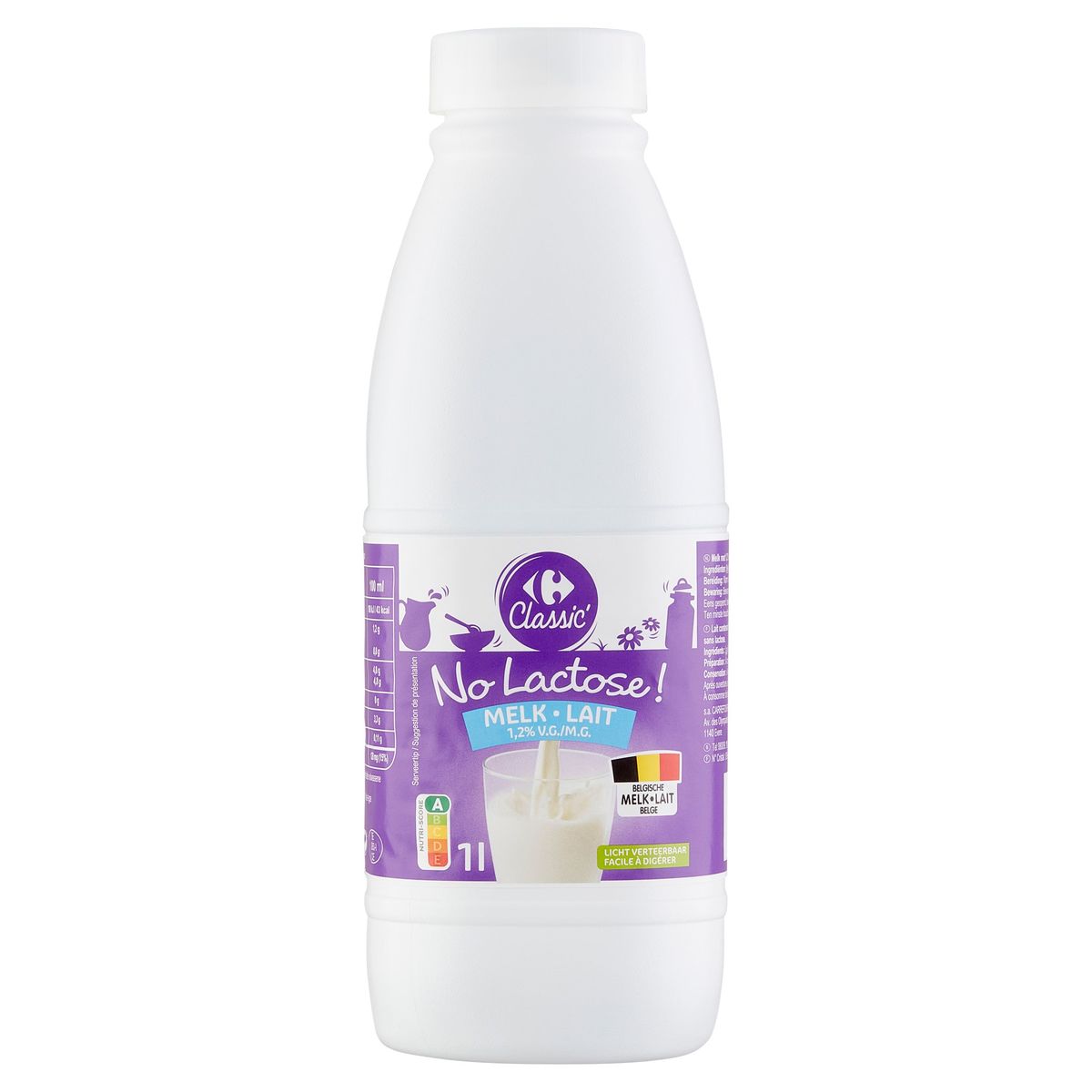 Carrefour Classic' No Lactose ! Lait 1.2% M.G. 1 l