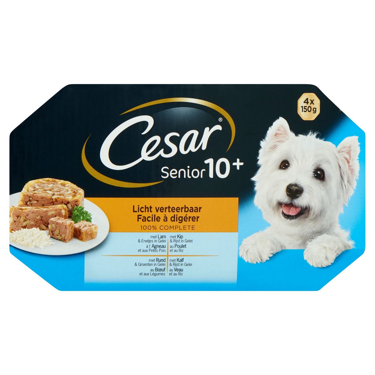 Cesar Senior 10+ Hondenvoeding Kuipjes 100% Complete 4 x 150 g