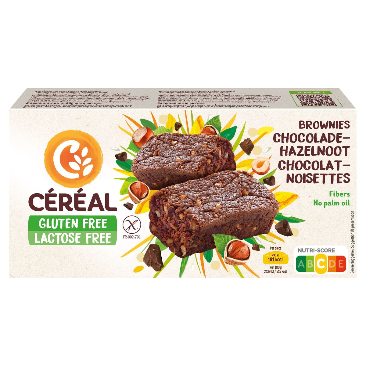 Céréal Gluten Free Lactose Free Brownies Chocolat-Noisettes 4 x 37.5 g