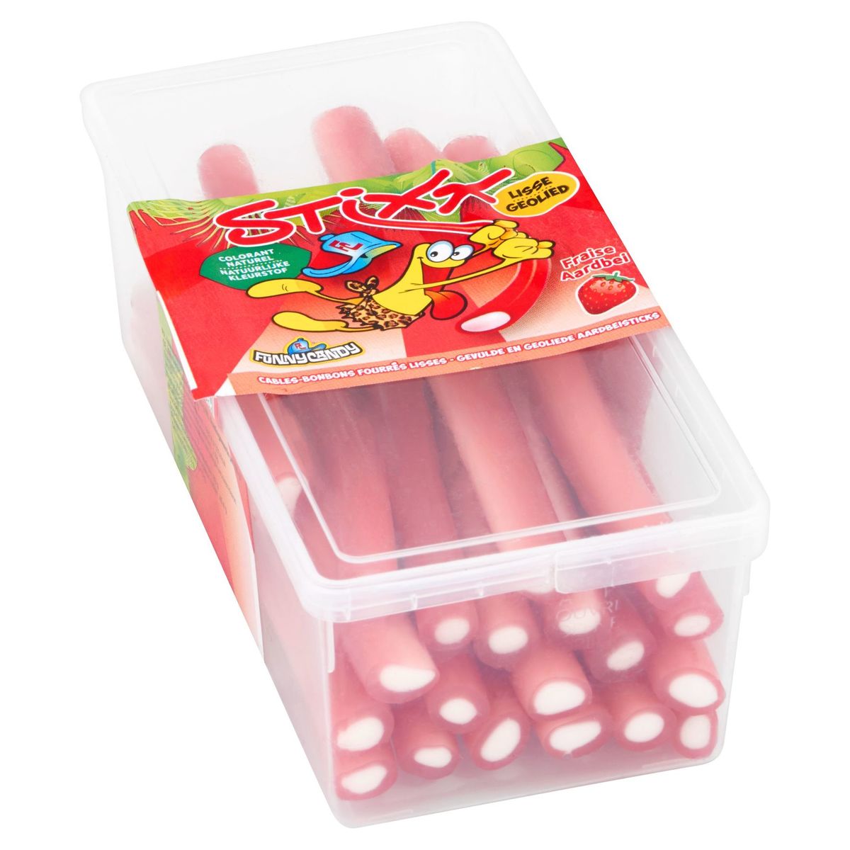 Funny Candy Stixx Câbles-Bonbons Fourrés Lisses Fraise 275 g