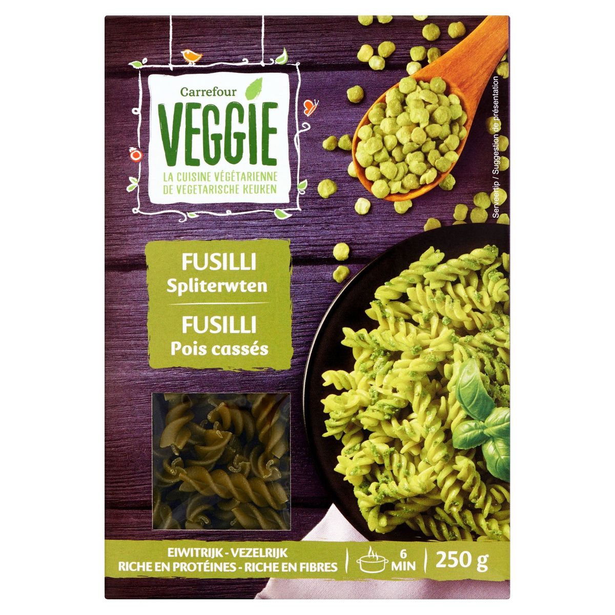 Carrefour Veggie Fusilli Spliterwten 250 g