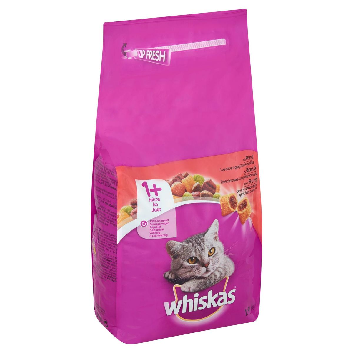 Droge Voeding Whiskas Onweerstaanbare Gevulde 1+ Jaar Kattenvoeding met Rund 1.9 kg