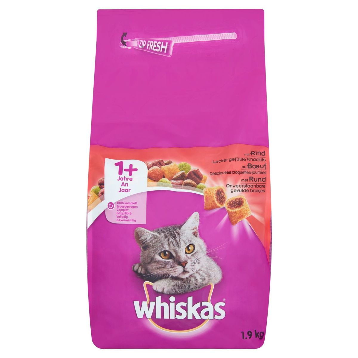 Droge Voeding Whiskas Onweerstaanbare Gevulde 1+ Jaar Kattenvoeding met Rund 1.9 kg