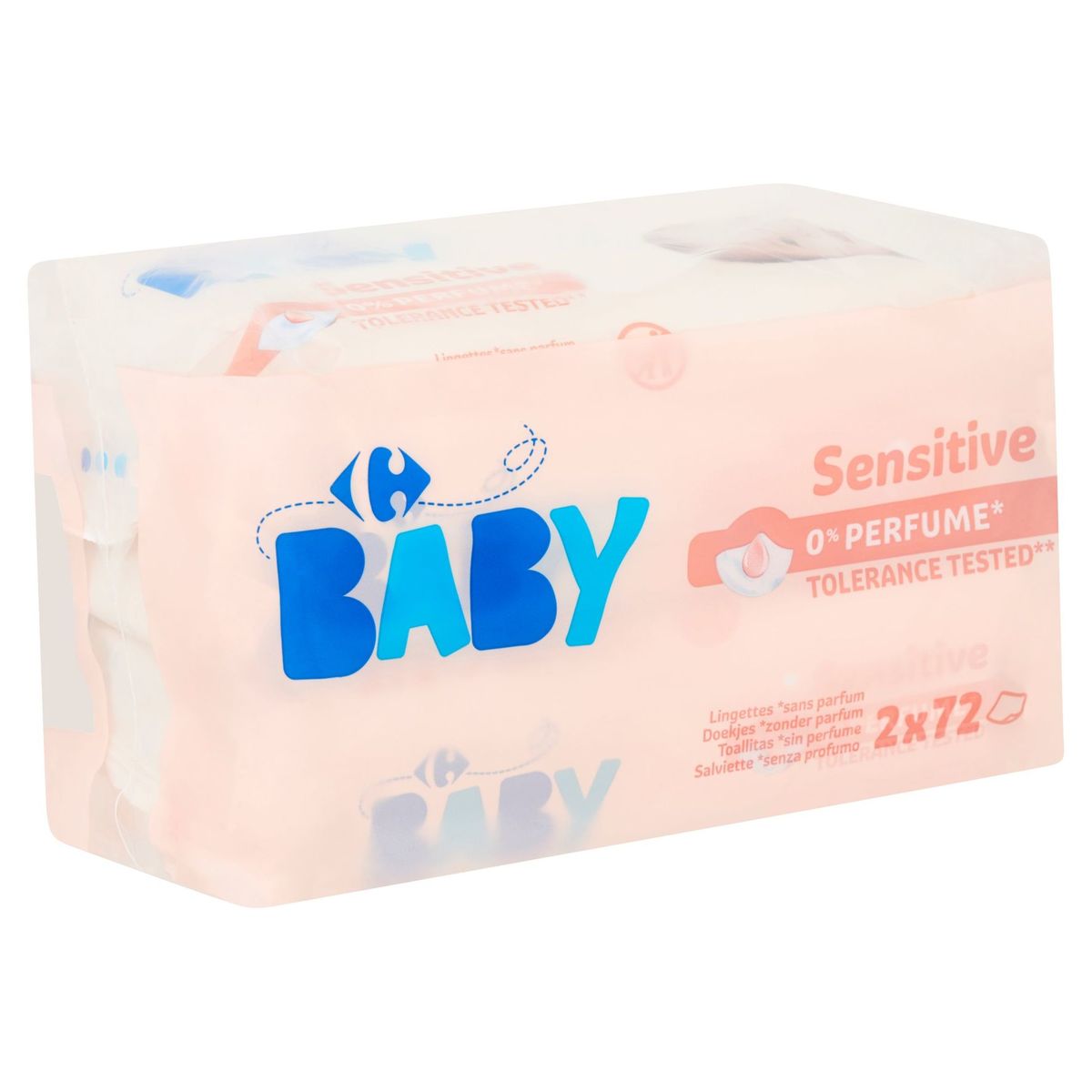 Carrefour Baby Sensitive Doekjes zonder Parfum 2 x 72 Stuks