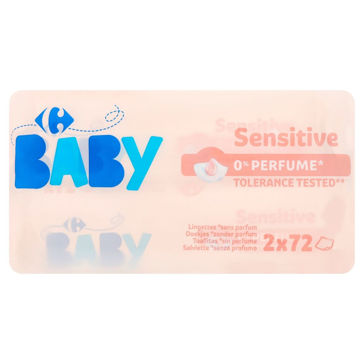 Carrefour Baby Sensitive Lingettes sans Parfum 2 x 72 Pièces