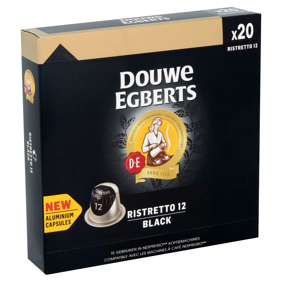 DOUWE EGBERTS Café Capsules Black Ristretto Intensité 12 20 pièces