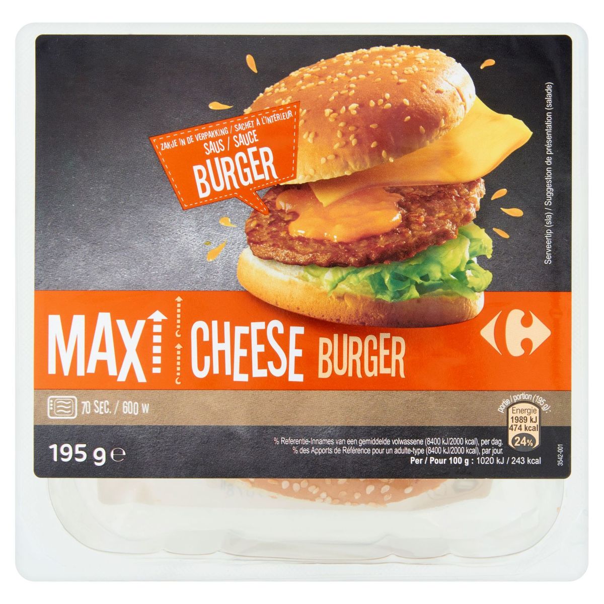 Carrefour Max Cheese Burger 195 g