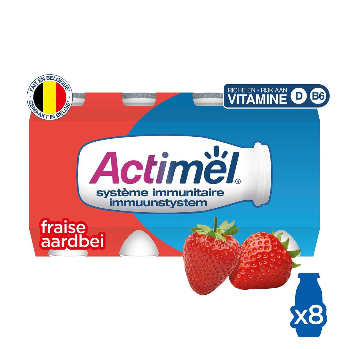 Actimel Drinkyoghurt Aardbei ondersteunt Immuniteit 8 x 100 g