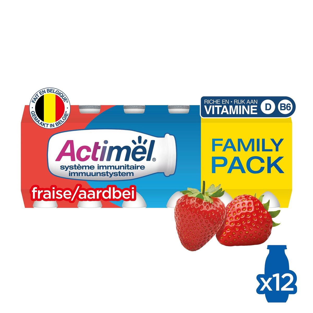 Actimel Yaourt à Boire Fraise contribue l'Immunité 12 x 100 g