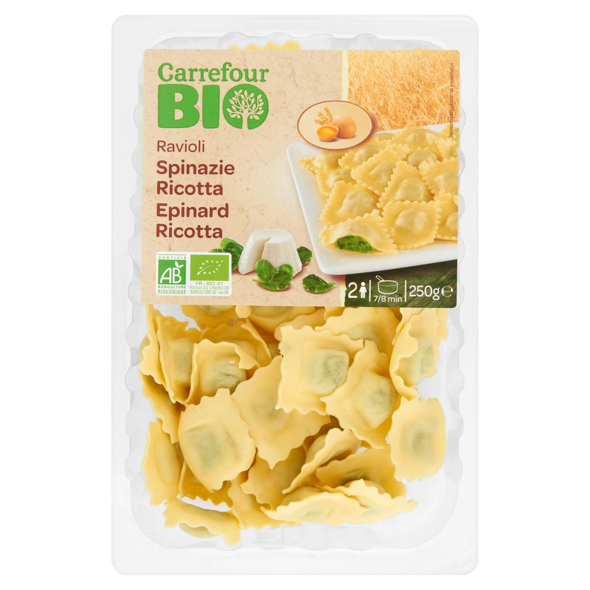 Carrefour Bio Ravioli Epinard Ricotta 250 g