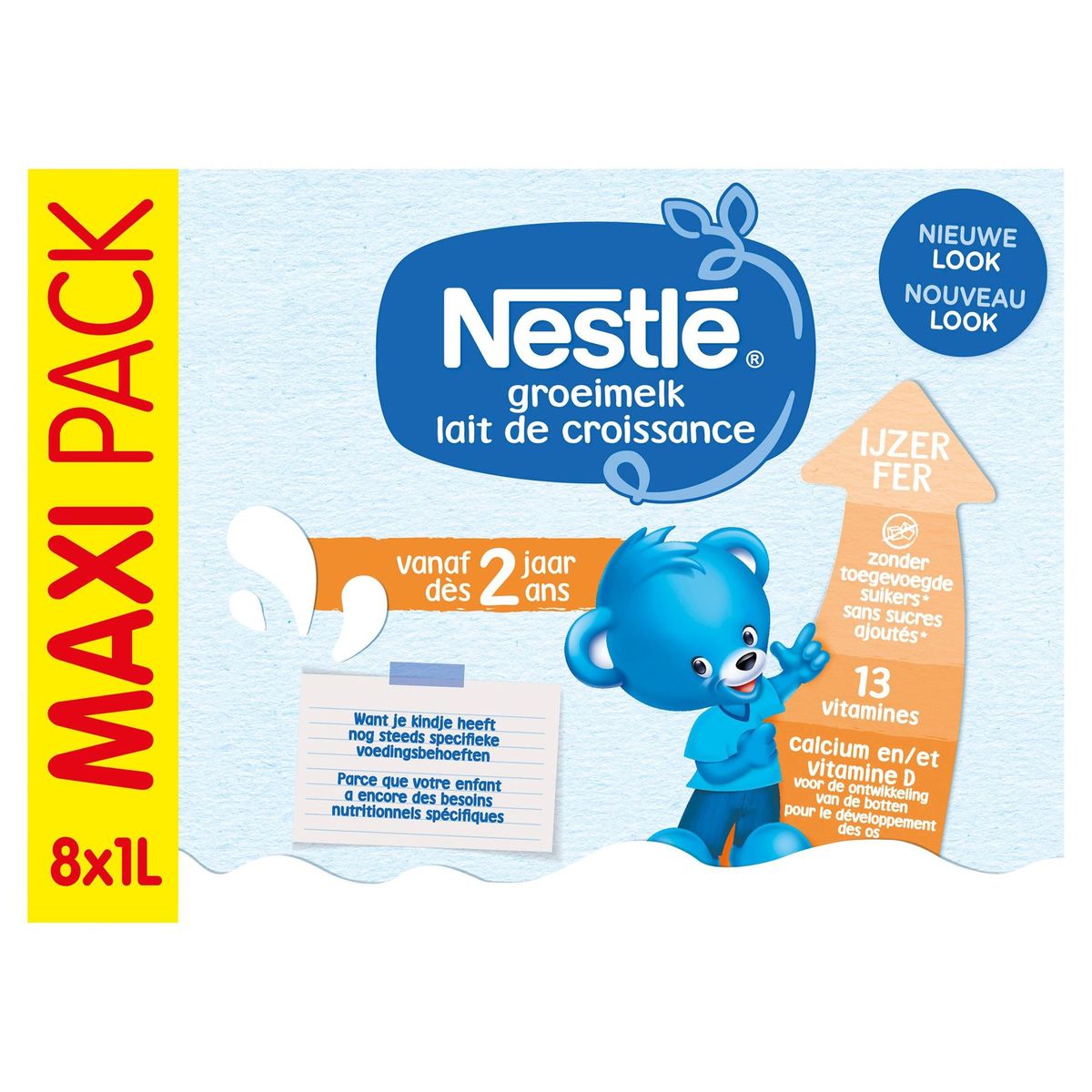 Nestlé Lait de Croissance 2+ dès 2 Ans Maxi Pack 8 x 1 L