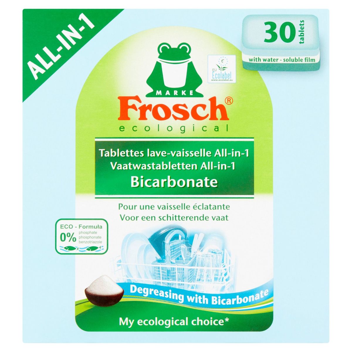 Frosch Ecological Tablettes Lave-Vaisselle Bicarbonate 30 Pièces 600 g