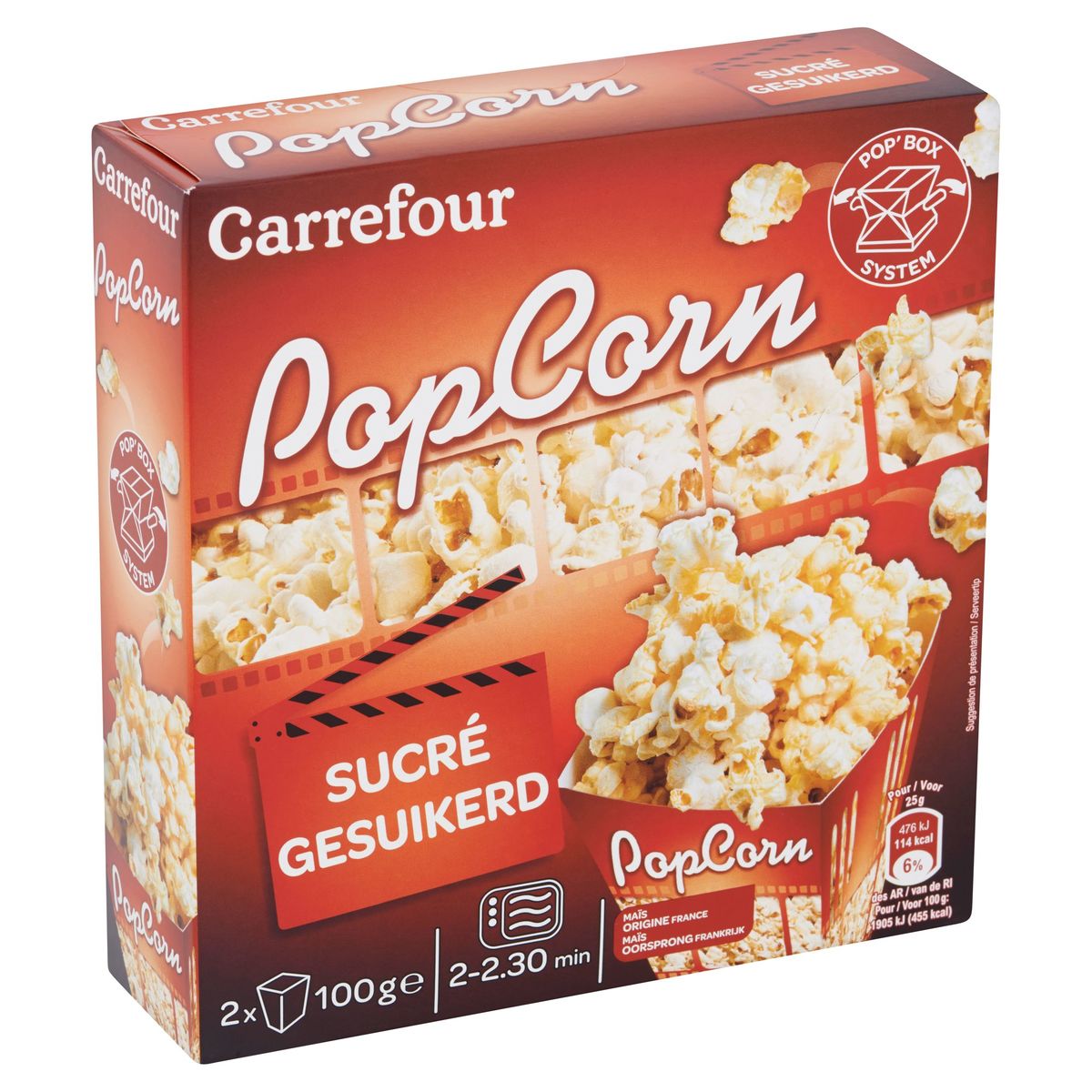 Carrefour Popcorn Gesuikerd 2 x 100 g