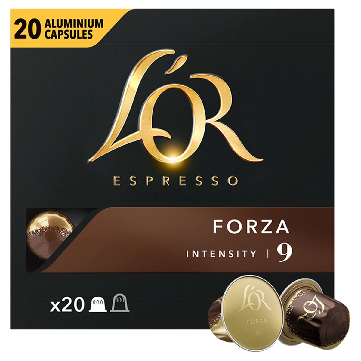 L'OR Koffie Capsules Espresso Forza Intensiteit 9 Nespresso®* Compatibel 20 stuks