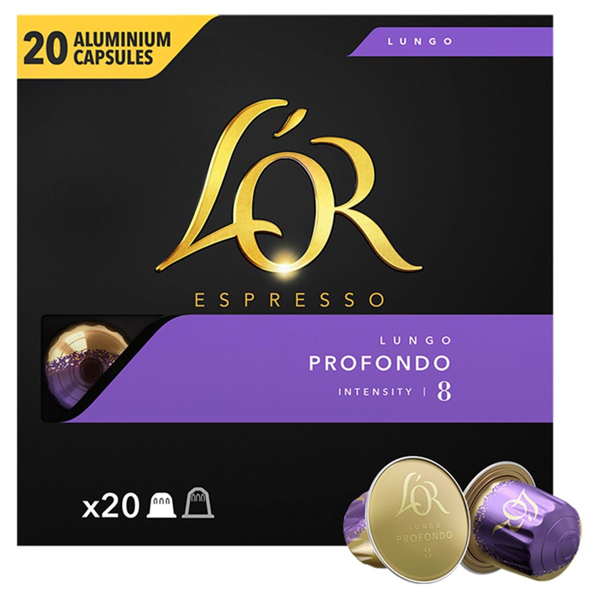 L'OR Café Capsules  Lungo Profondo Intensité 8 Nespresso® Compatible 20 pièces