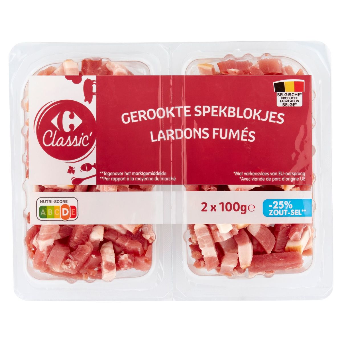 Carrefour Classic' Gerookte Spekblokjes 2 x 100 g