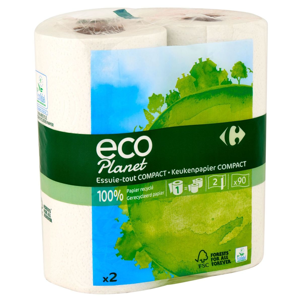 Carrefour Eco Planet Essuie-Tout Compact 2 Épaisseurs 2 Rouleaux