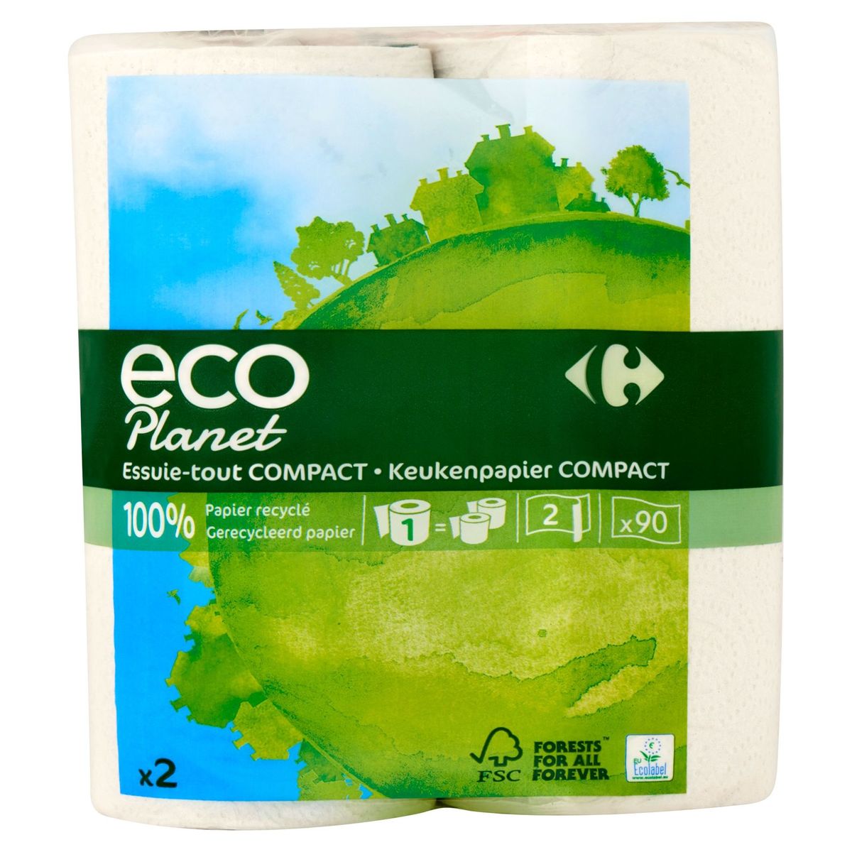 Carrefour Eco Planet Keukenpapier Compact 2 Lagen 2 Rollen