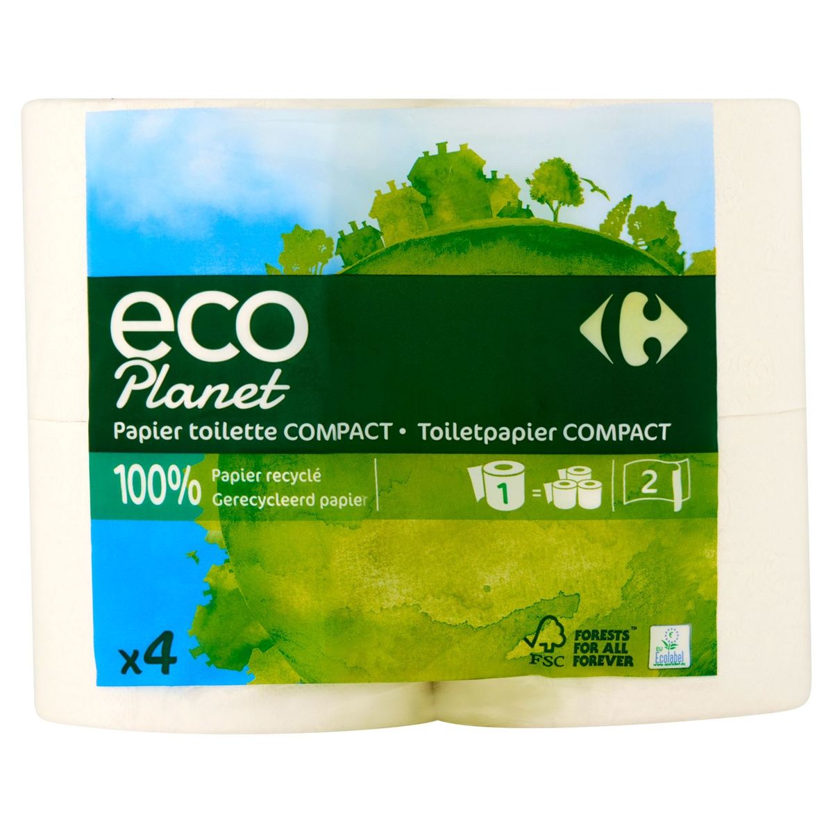 Carrefour Eco Planet Toiletpapier Compact 2 Lagen 4 Rollen
