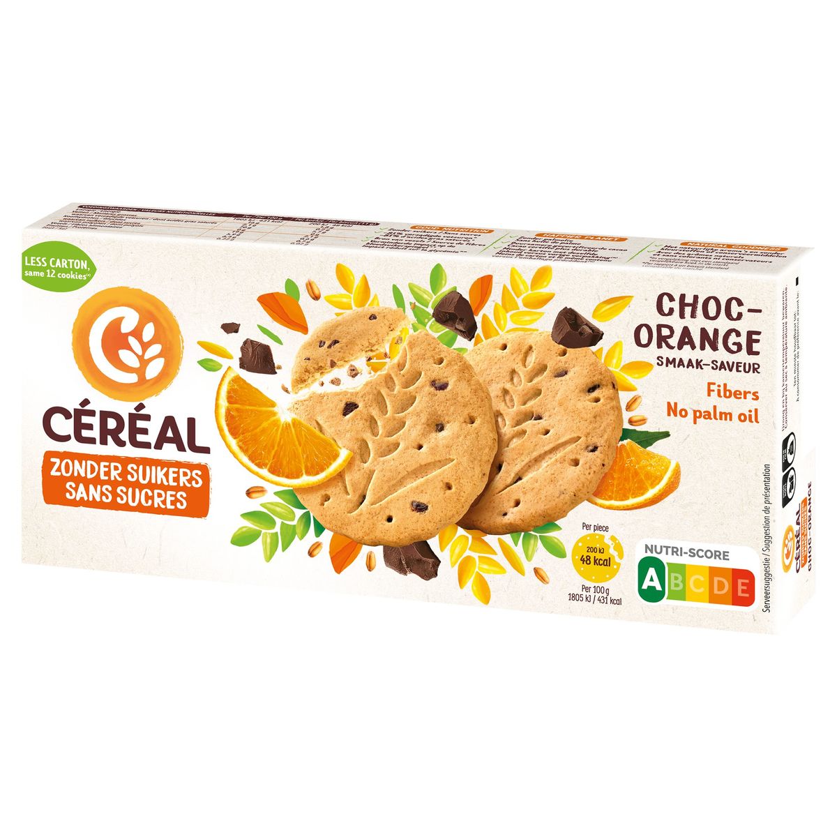 Céréal Sans Sucres Sablés Saveur Choc-Orange 3 x 4 Biscuits 132 g
