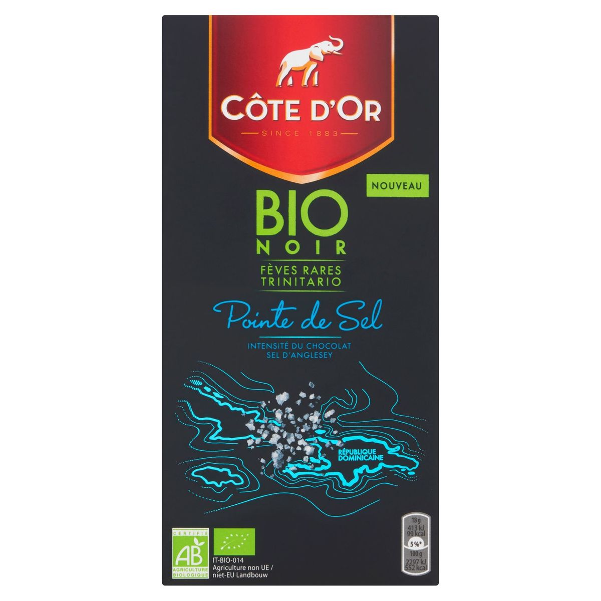 Côte d'Or BIO Tablette De Chocolat Noir Pointe de Sel 90 g