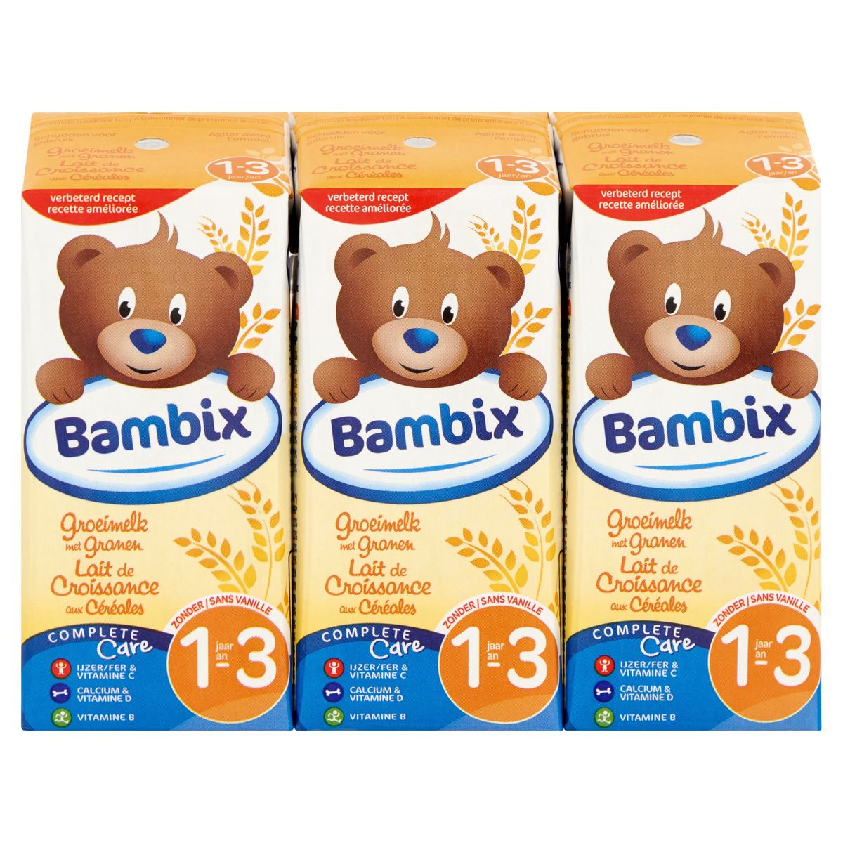 Bambix Lait de Croissance aux Céréales sans Vanille 1-3 An 3 x 200 ml
