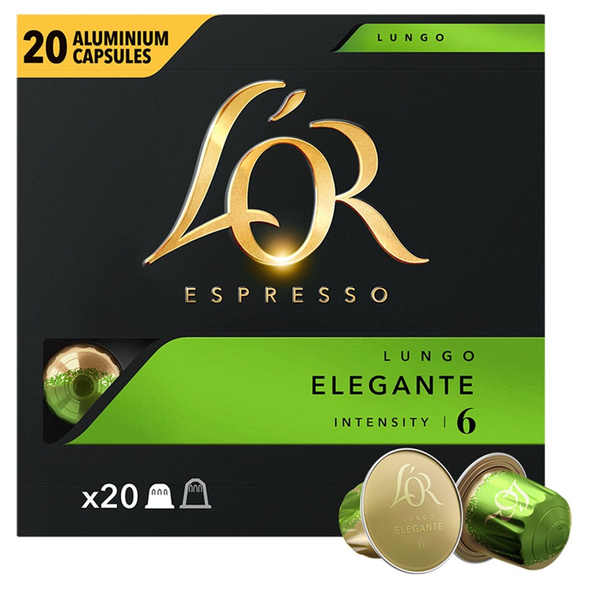 L'OR Koffie Capsules Lungo Elegante Intensiteit 6 20 stuks