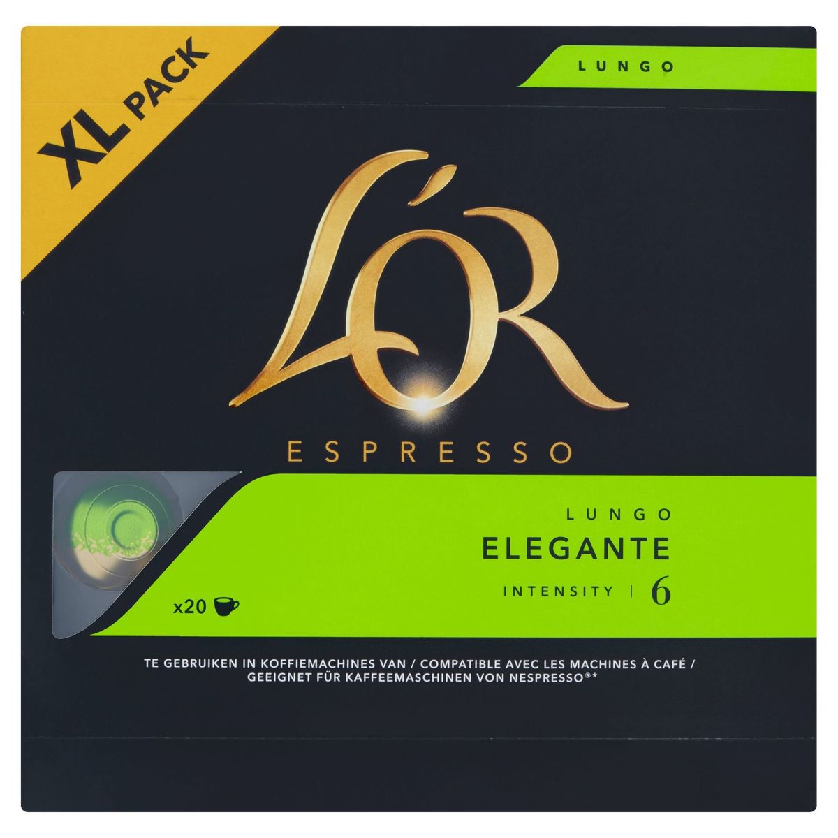 L'OR Koffie Capsules Lungo Elegante Intensiteit 6 Nespresso®* Compatibel 20 stuks