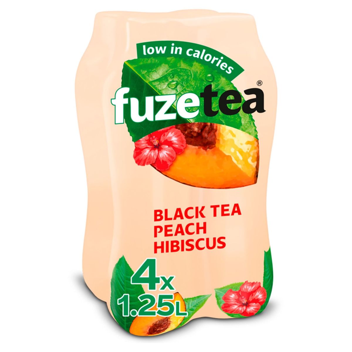 Fuze Tea Black Tea Peach Hibiscus Pet Iced Tea 4 x 1.25 L