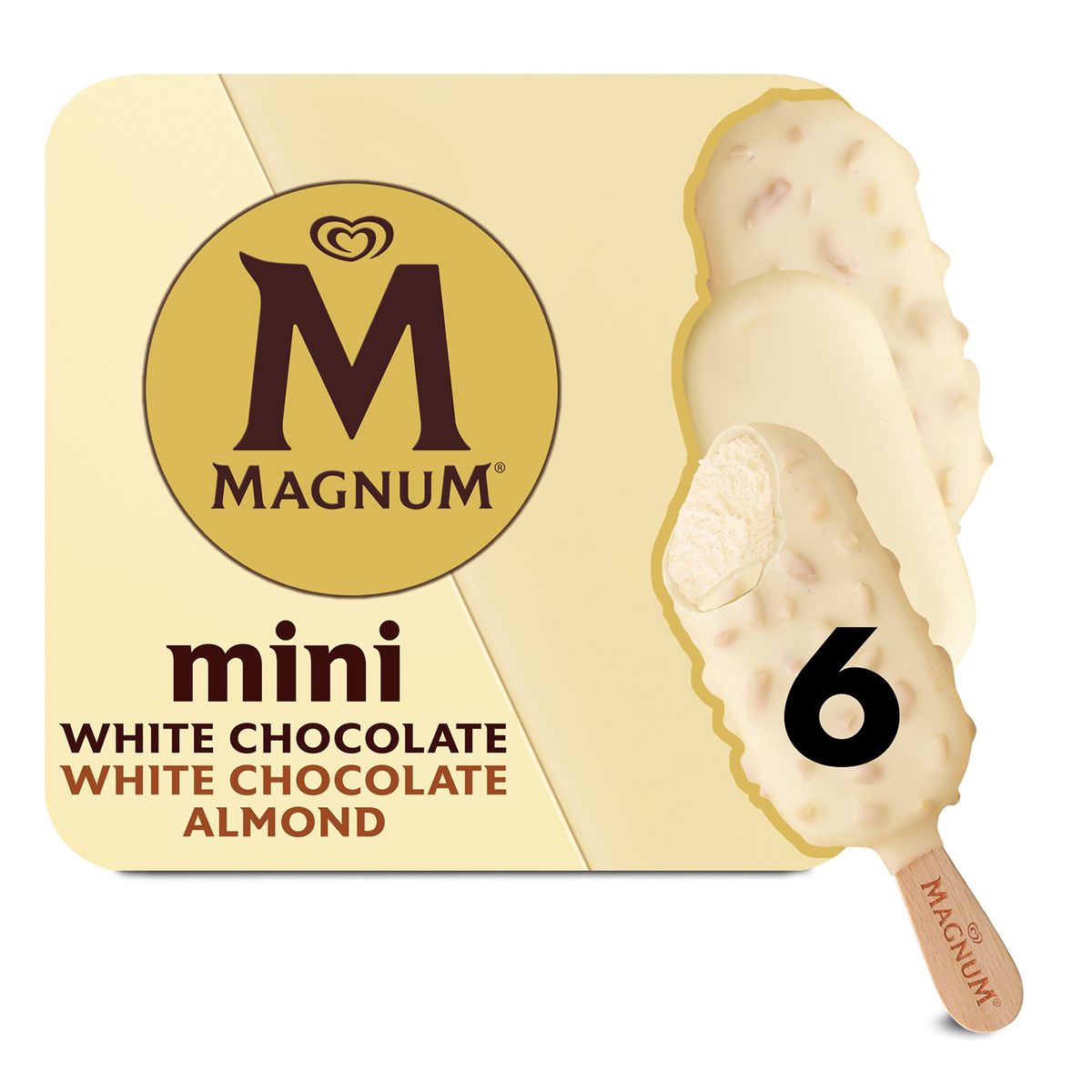 Magnum Ijs stick Witte chocolade en amandel Mini - 6x55 ml