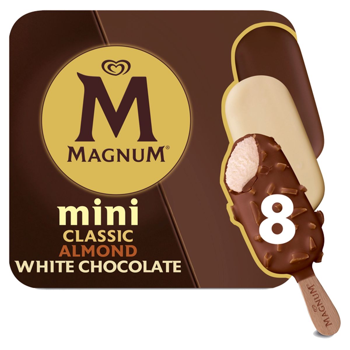 Magnum Ola Ijs stick Classic met amandel en witte chocolade Mini8x55 ml