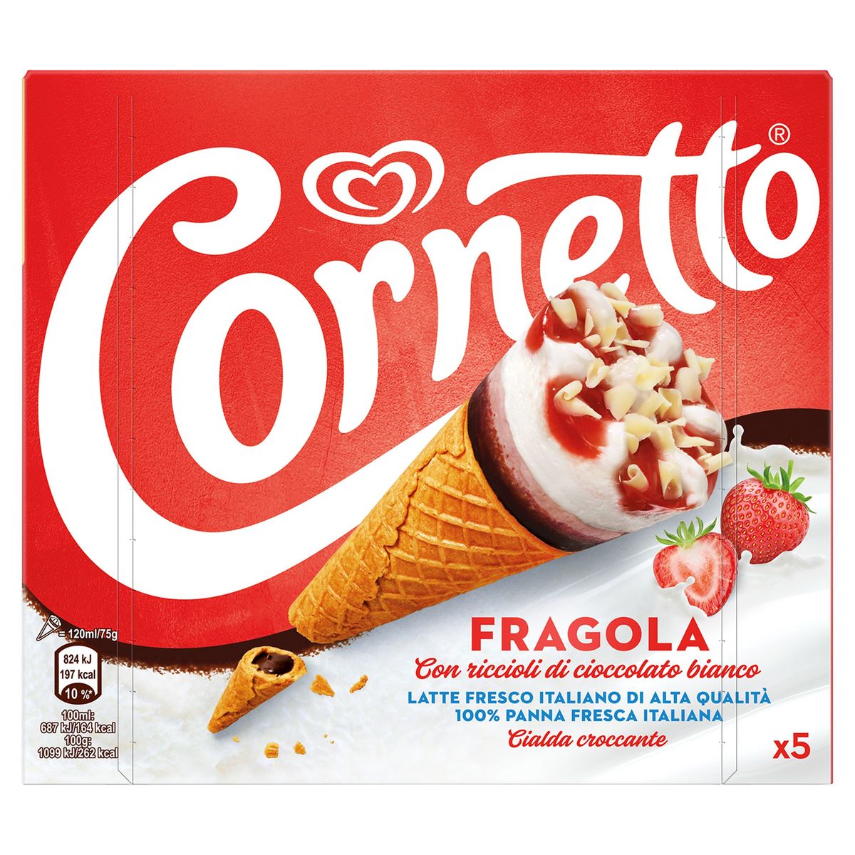Cornetto Ola Cornet glacé Fraise 5x120 ml
