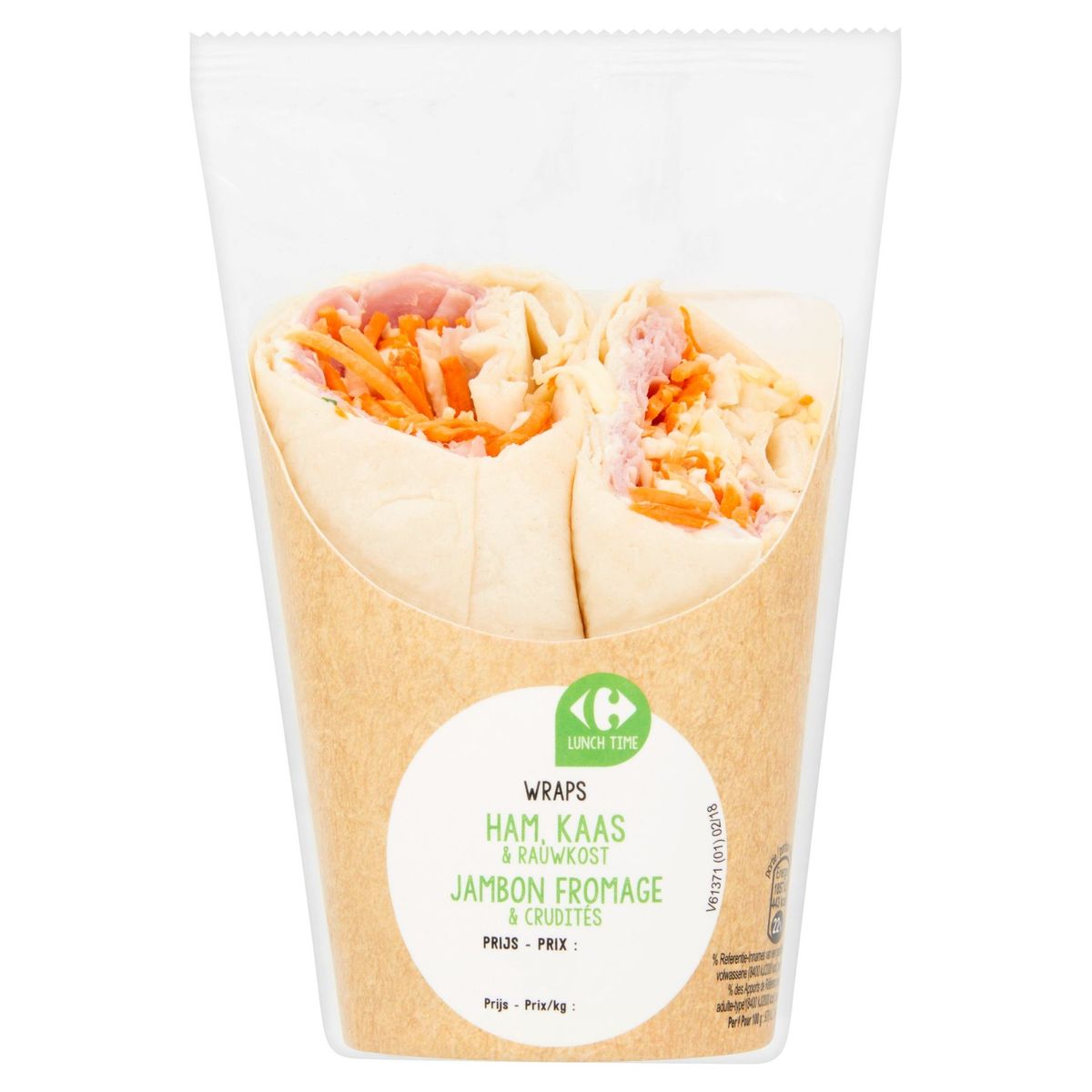 Carrefour Lunch Time Wraps Jambon Fromage & Crudités 190 g