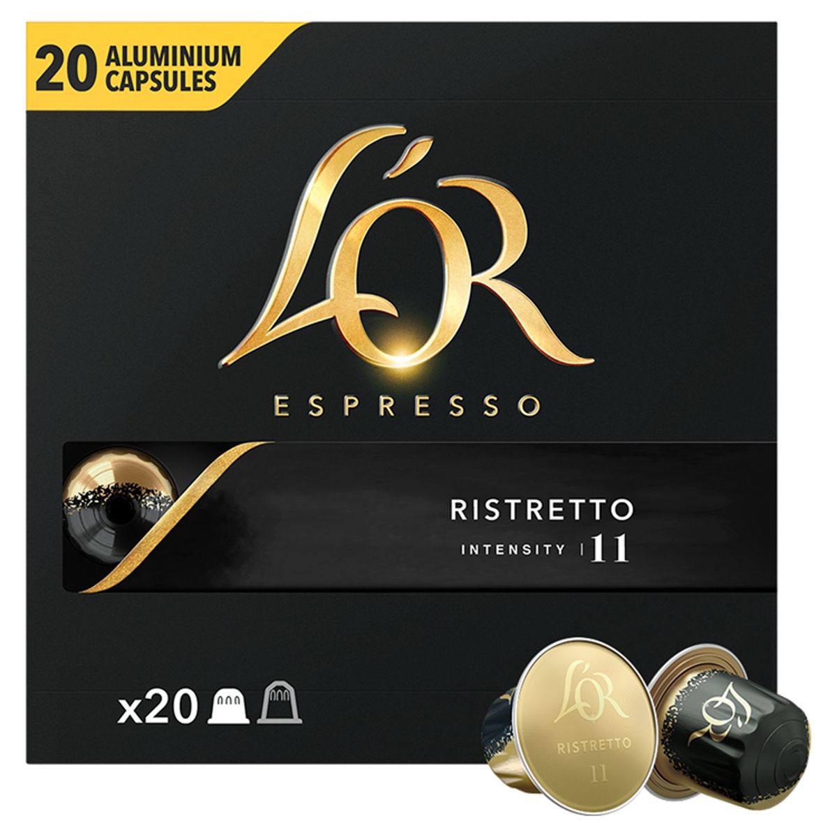 L'OR Koffie Capsules Espresso Ristretto Intensiteit 11 Nespresso®* Compatibel 20 stuks