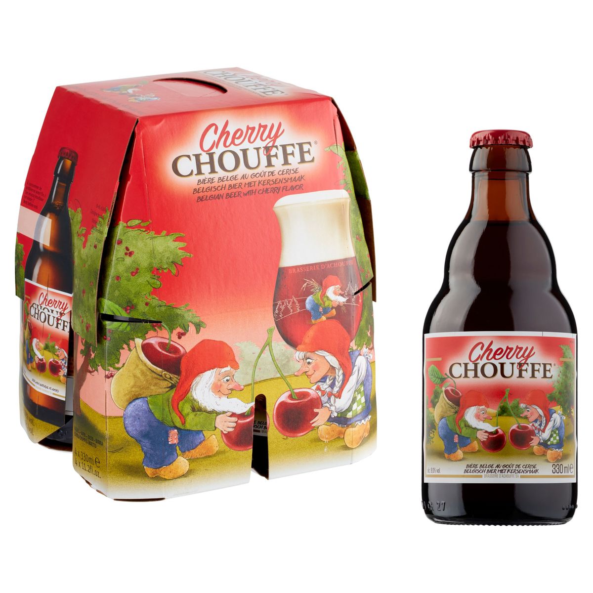 Cherry Chouffe Bière Belge au Goût de Cerise Bouteilles 4 x 330 ml