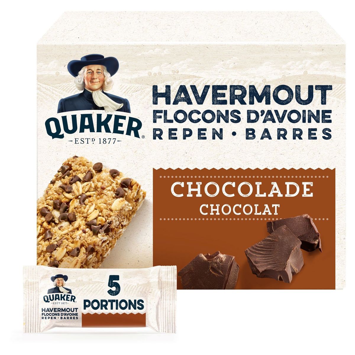 Quaker Barres aux Flocons d'avoine Chocolat 5 x 35 gr