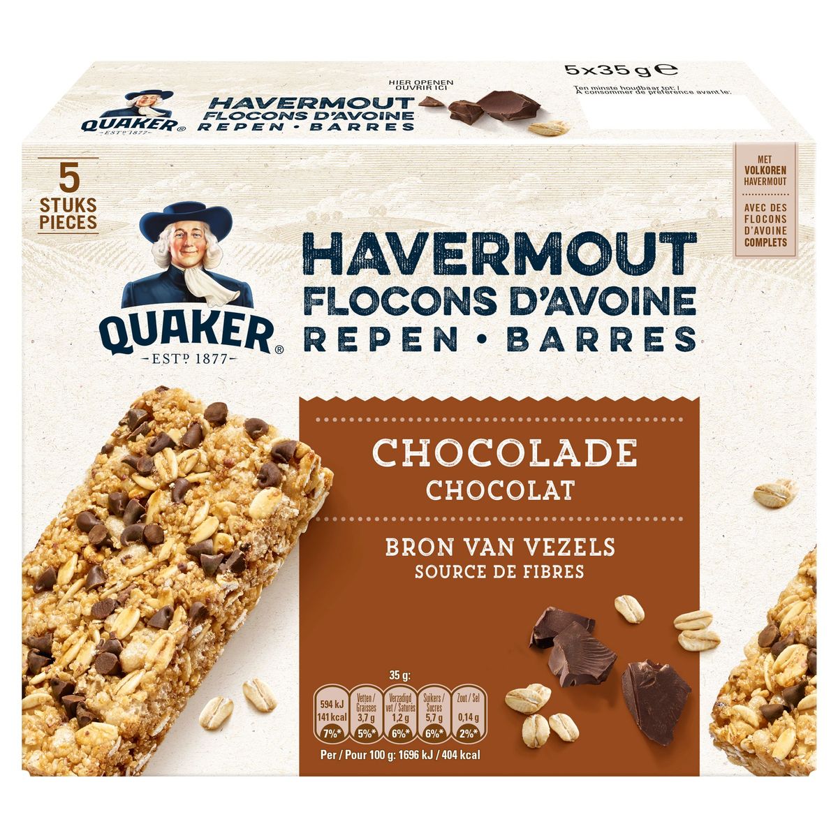 Quaker Havermoutreep Chocolade 5 x 35 gr