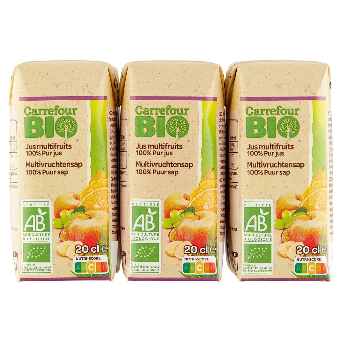 Carrefour Bio Jus Multifruits 100% Pur 6 x 20 cl