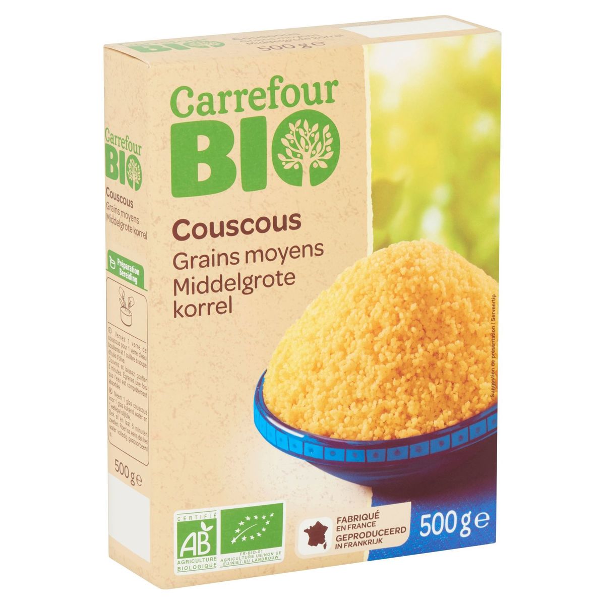 Carrefour Bio Couscous Grains Moyens 500 g