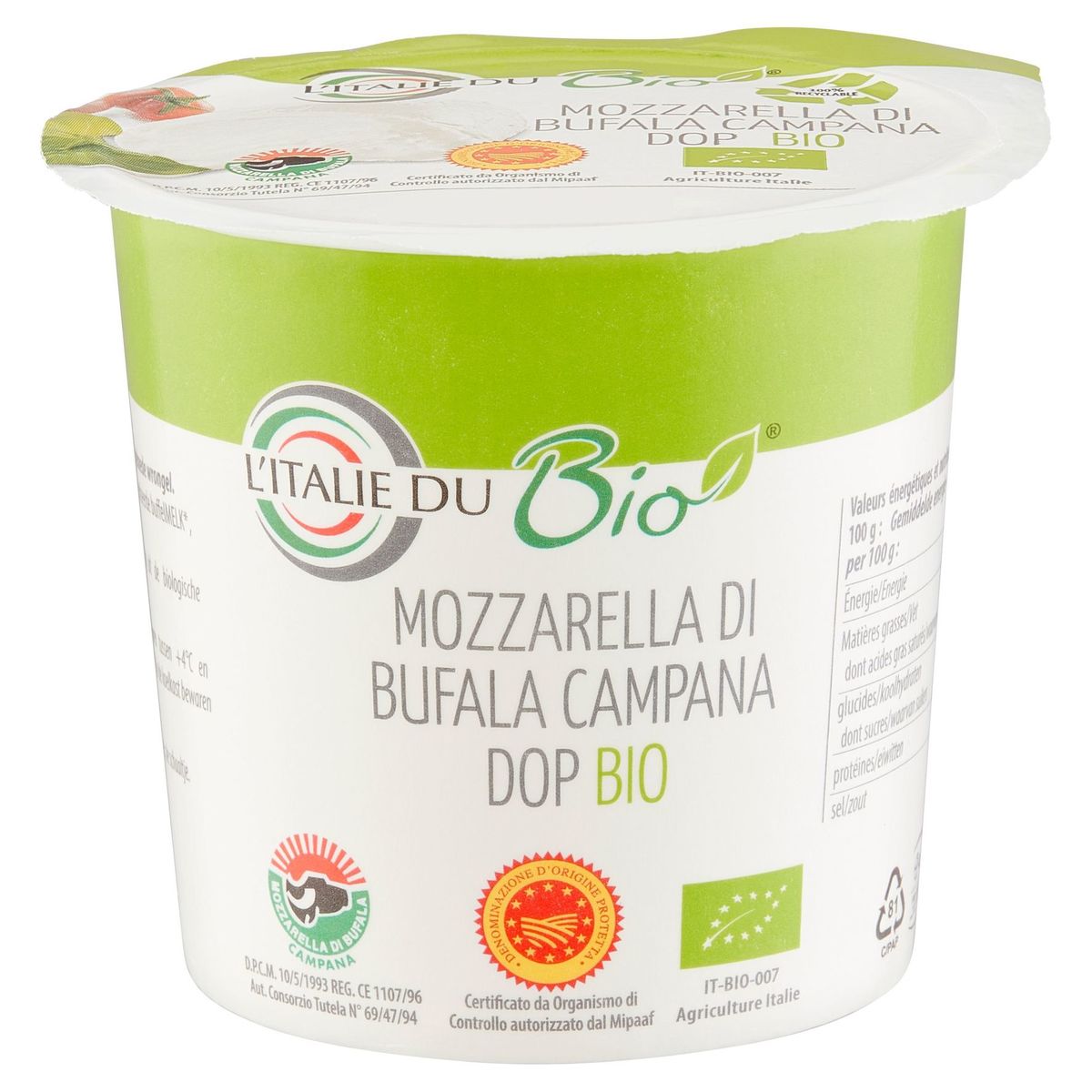L'Italie du Bio Mozzarella di Bufala Campana DOP Bio 125 g