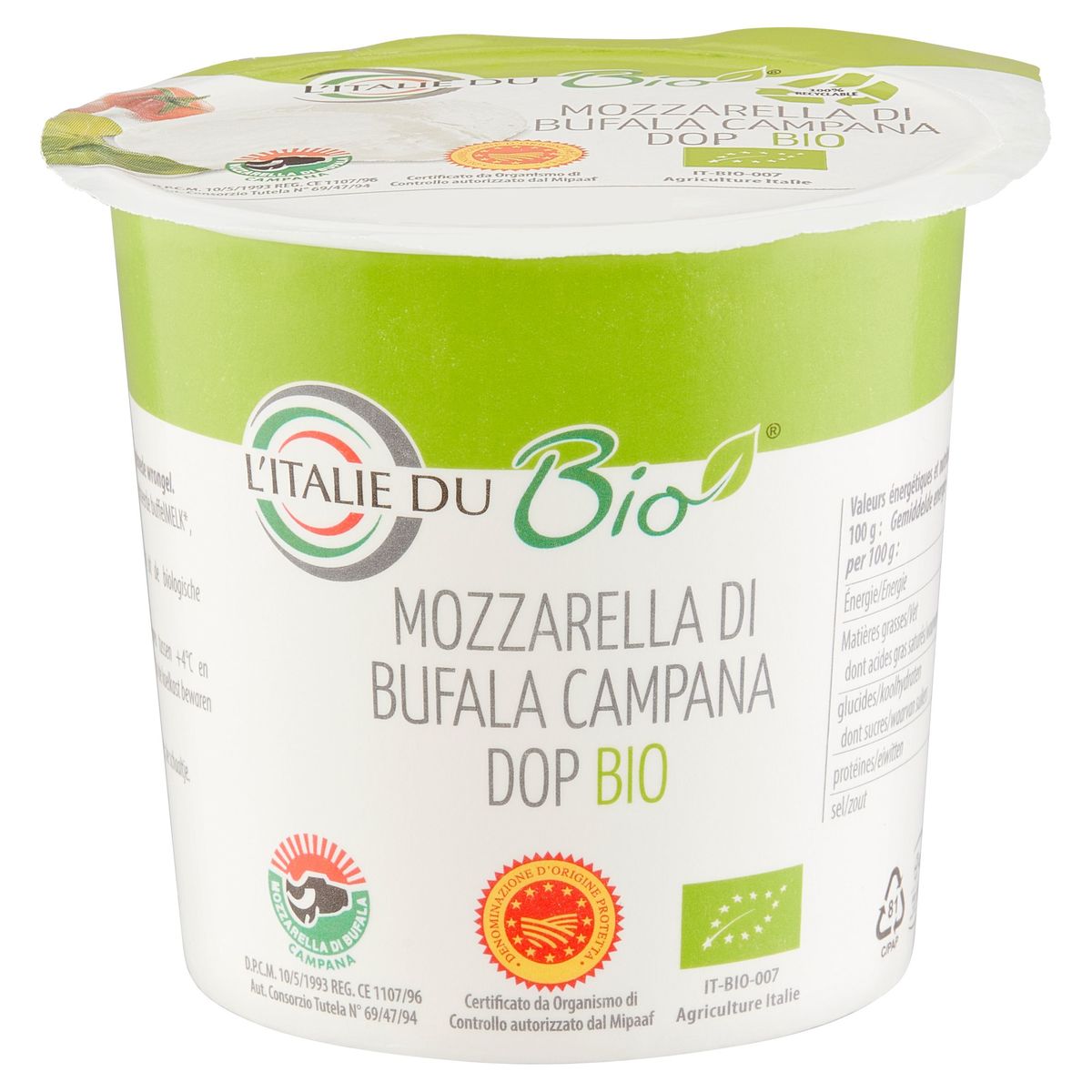 L'italie du Bio Mozzarella di Bufala Campana Dop 125 g