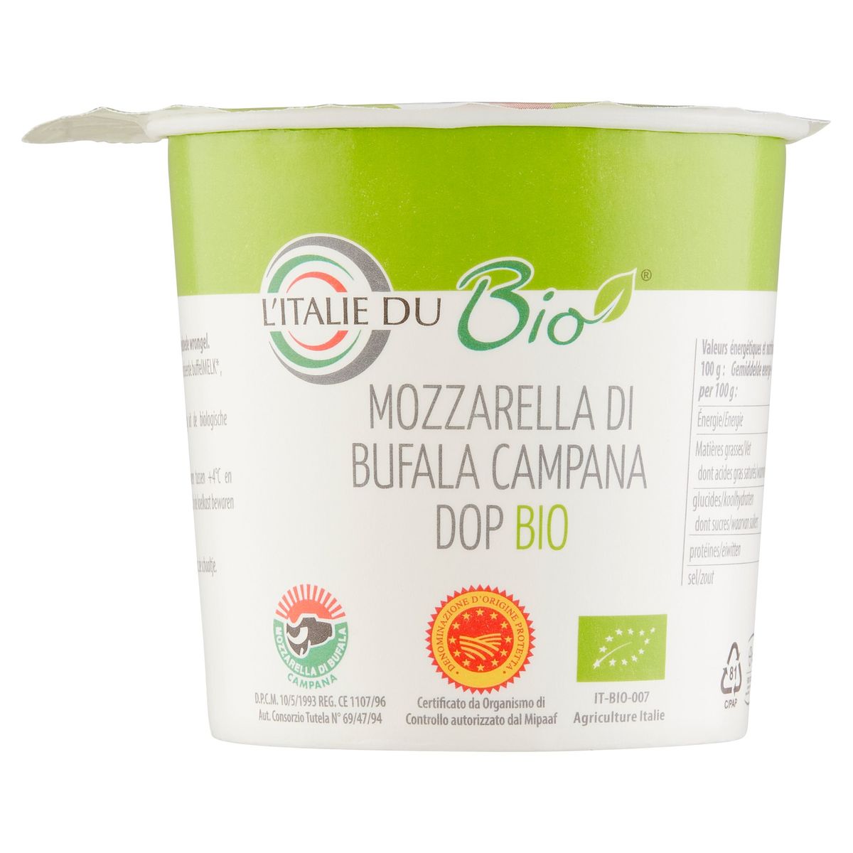 L'italie du Bio Mozzarella di Bufala Campana Dop 125 g