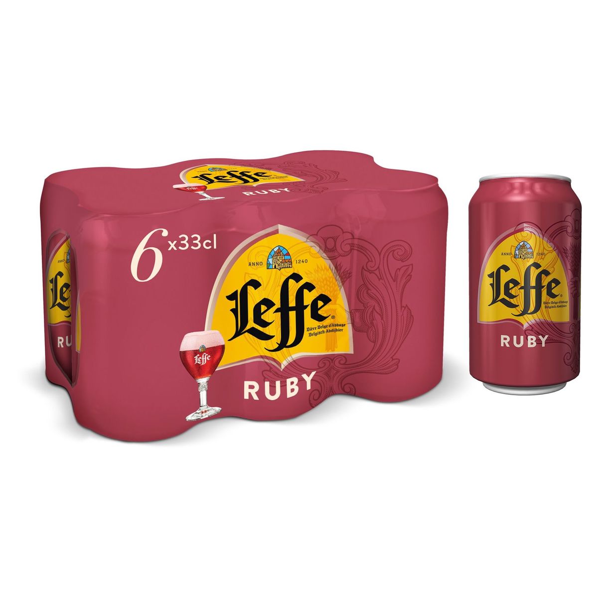 Leffe Bière Belge d'Abbaye Ruby Canettes 6 x 33 cl