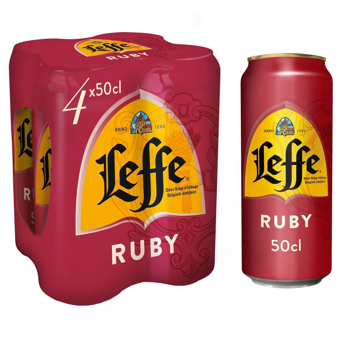 Leffe Bière Belge d'Abbaye Ruby Canettes 4 x 50 cl