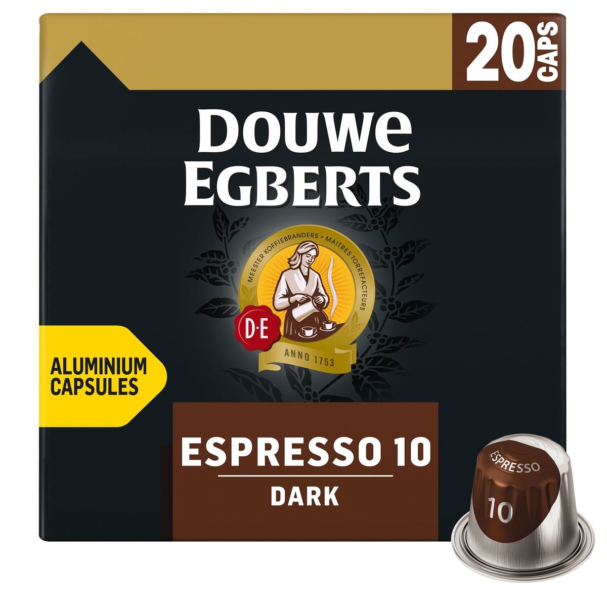 DOUWE EGBERTS Koffie Capsules Dark Espresso Intensiteit 10 Nespresso®* Compatibel 20 stuks