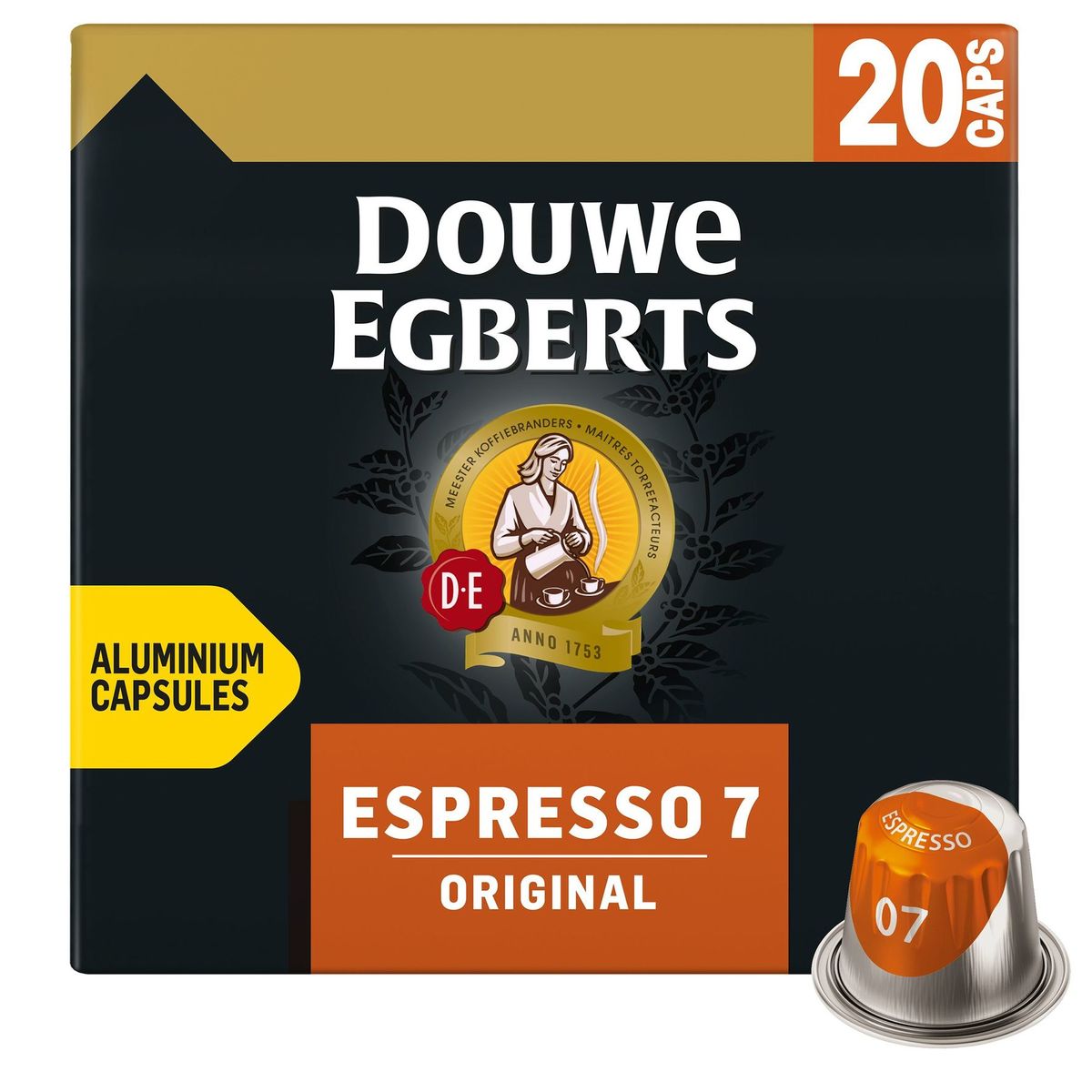 DOUWE EGBERTS Koffie Capsules Original Espresso Intensiteit 07 Nespresso®* Compatibel 20 stuks